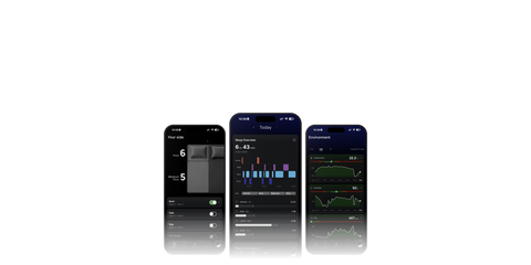 Drei Smartphones mit Screens der NoxBlanc App