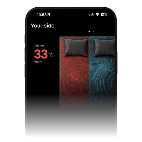 Visualisierung NoxBlanc App: Temperatureinstellung Deiner Bettseite auf 33 °C (Temperatur-Modul in Entwicklung)